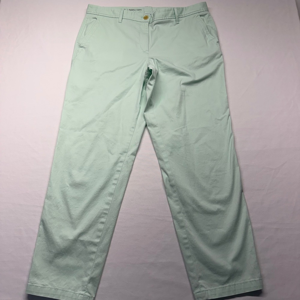 Talbots Relaxed Chino Pants 12 Mint Green Women Straight Leg Cotton Stretch